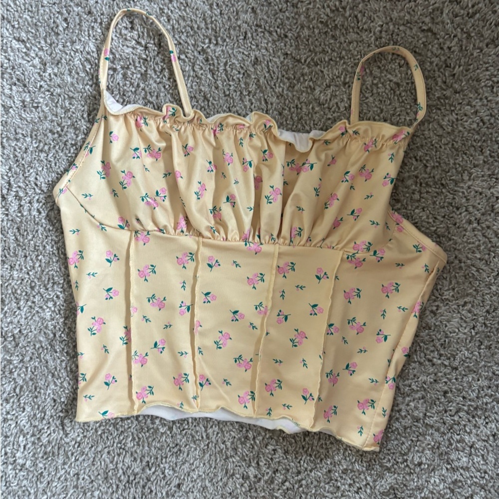 Floral Yellow Spaghetti Strap Top